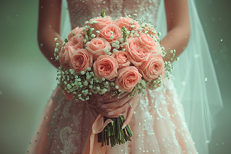 新娘手里的玫瑰花束图片