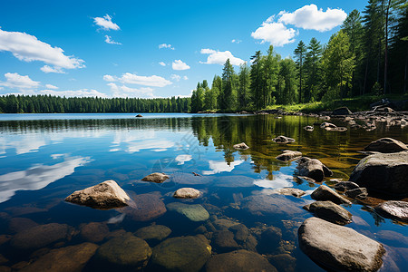 静谧的湖泊背景图片