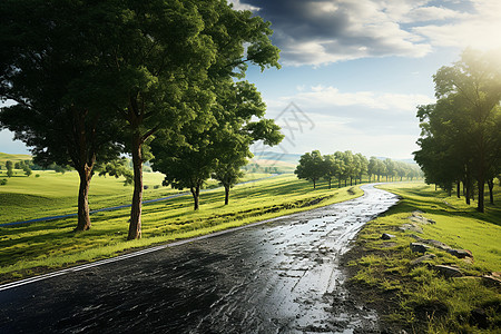 乡村公路田园诗意背景