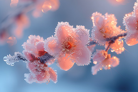 花卉上的雪霜图片