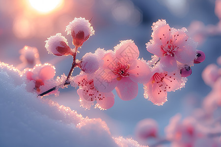 花朵上的雪霜图片