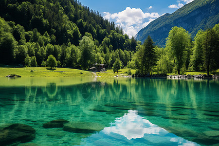 滴滴湖湖山倒影自然美景背景