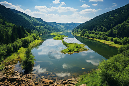 山川河谷的美丽风景背景图片