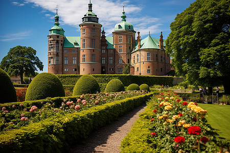皇家城堡中的花园景观图片