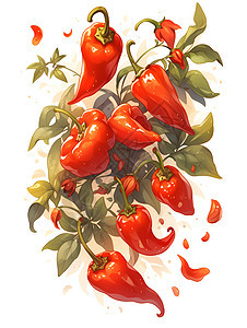 绘画的红色辣椒图片