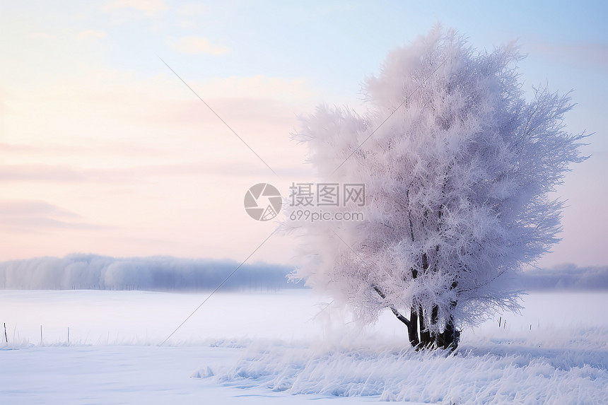 冰雪漫天北海道晨曦图片