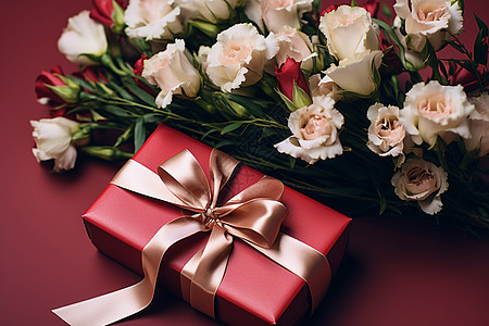 浪漫鲜花与礼盒图片
