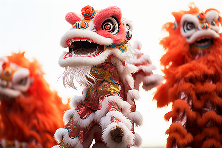 中国春节舞狮表演图片
