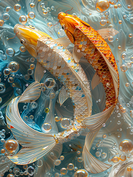 金鱼吐泡泡图片