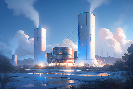 未来风格的地热发电厂图片