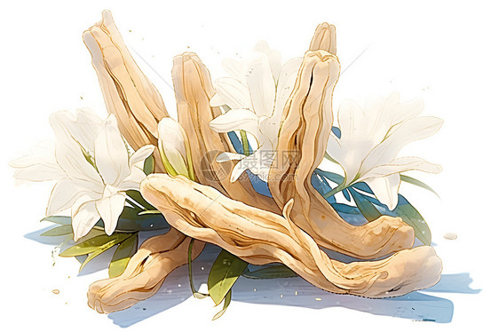 白色花丛中的天麻图片