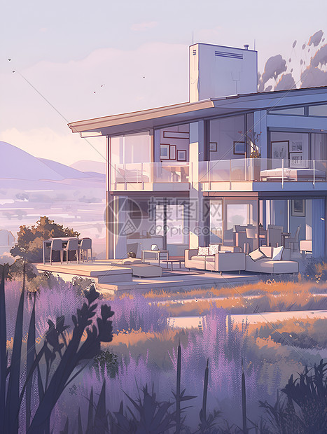 一座紫灰色的住宅图片