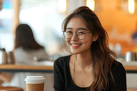 戴着眼镜的女人图片