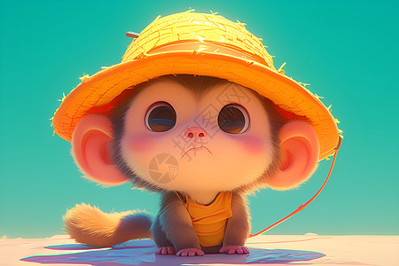 可爱的卡通小猴背景图片