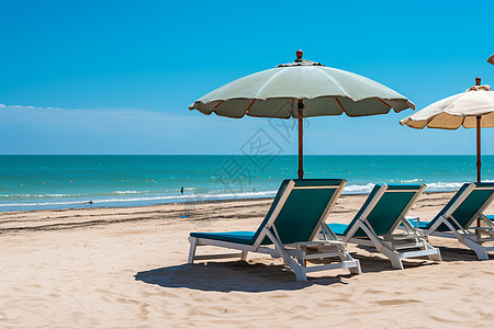 悠享夏日阳伞海滩背景图片