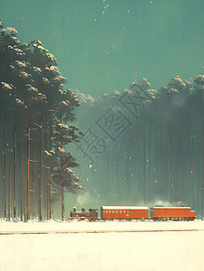雪林中的火车图片