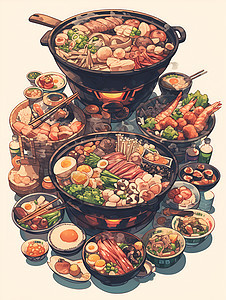 火锅盛宴美食背景图片