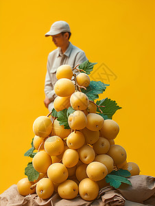 水果丰收的劳动者背景图片