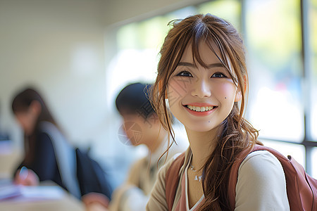 微笑的女学生图片