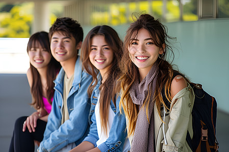 学生上看素材公园长椅上的学生背景