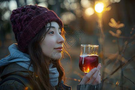 女人举起红酒杯图片