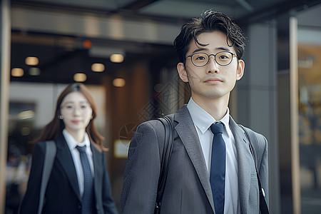 办公的职业男女背景图片