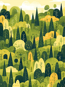 绿色森林与几何背景图片