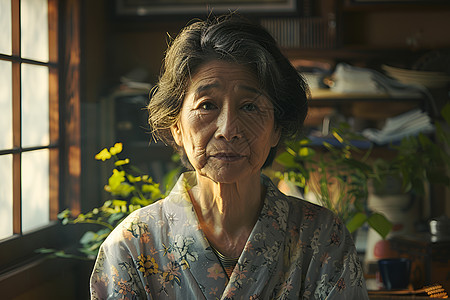 沉思中的日本女子图片
