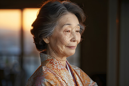 守望落日的日本老奶奶图片