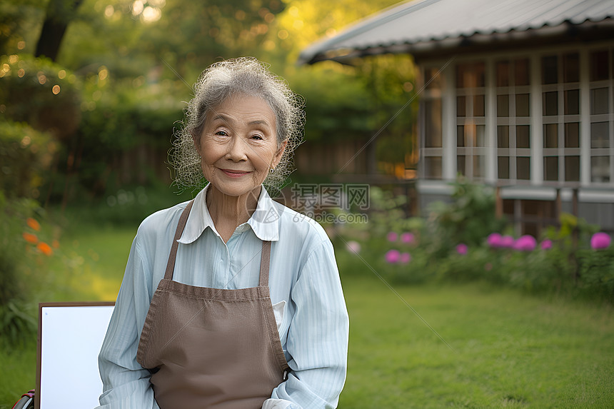 幸福的老人图片