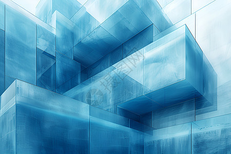 冰蓝色的几何玻璃纹理背景图片