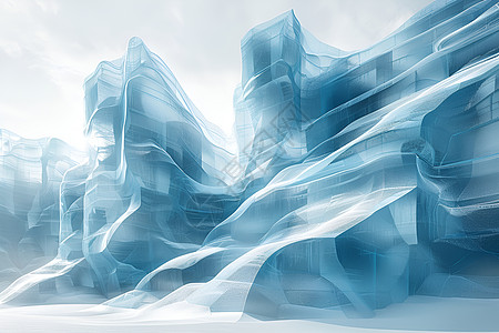 冰雪世界中的艺术建筑背景图片