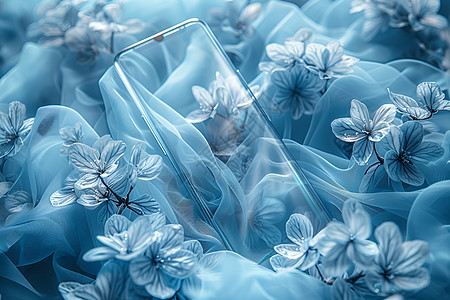 蓝色玻璃花背景图片