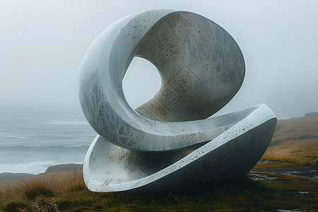 迷雾中的抽象雕塑图片