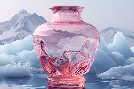 冰山上的粉红花瓶背景图片