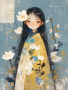 花团锦簇的女孩图片