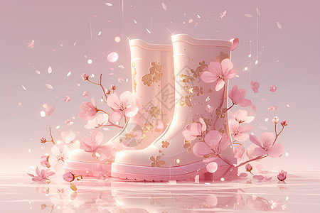粉色的靴子图片