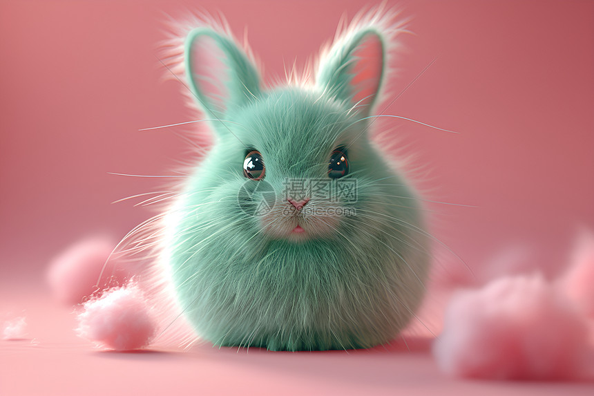 粉色毛球和小兔子图片