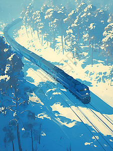 雪地林间的火车图片
