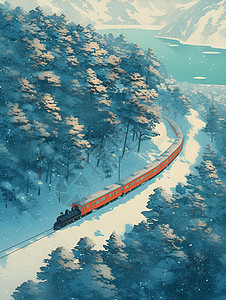 穿越雪林的列车图片