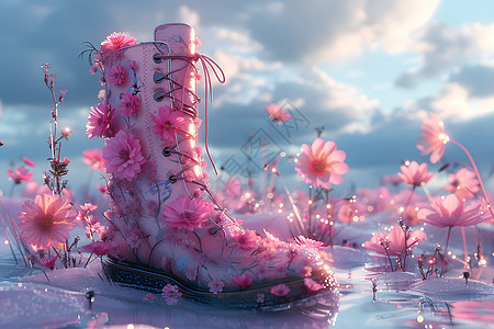 花团锦簇的靴子图片