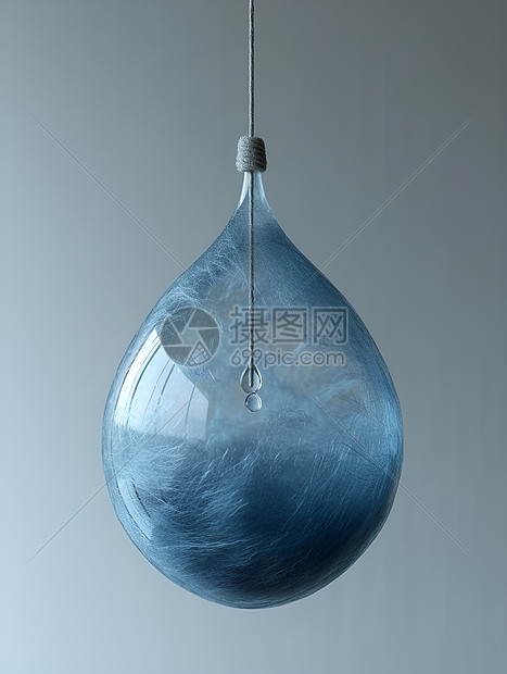悬挂的蓝色玻璃灯泡图片