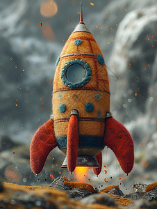 毛毡制作的可爱火箭图片