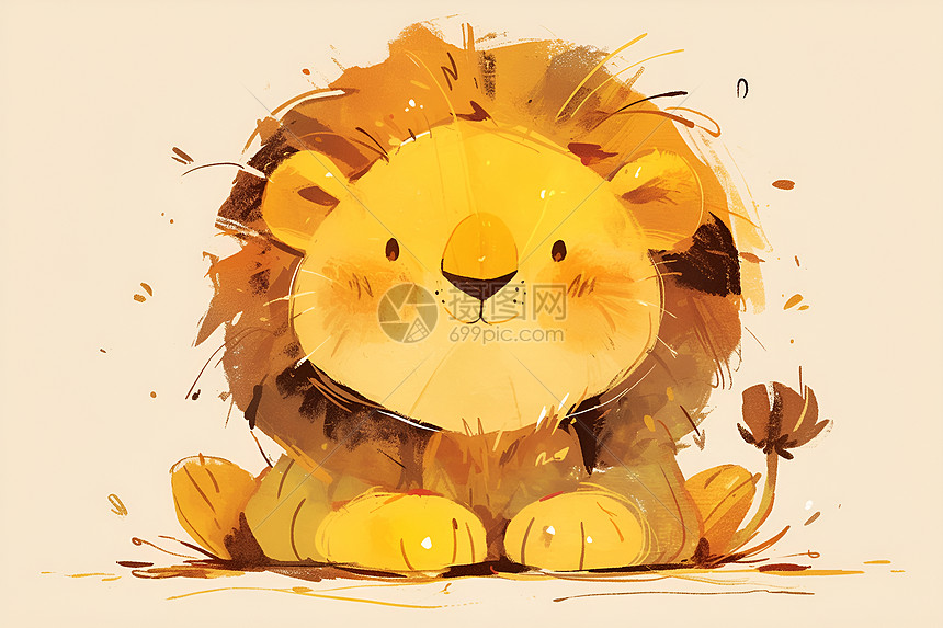 可爱的狮子插画图片