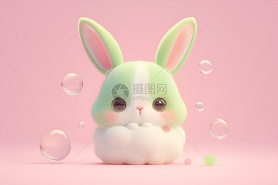 气泡和兔子图片