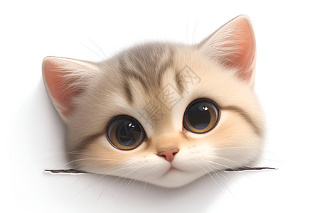 可爱小猫卡通水彩画高清图片