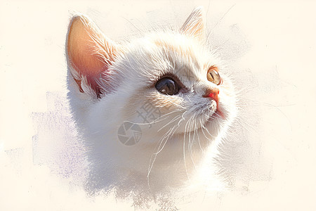白色的猫咪插画图片