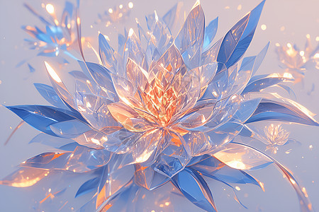 蓝金透明花朵背景图片