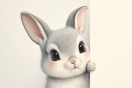 可爱灰兔动物灰兔高清图片