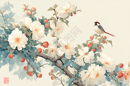 中式花鸟图背景图片